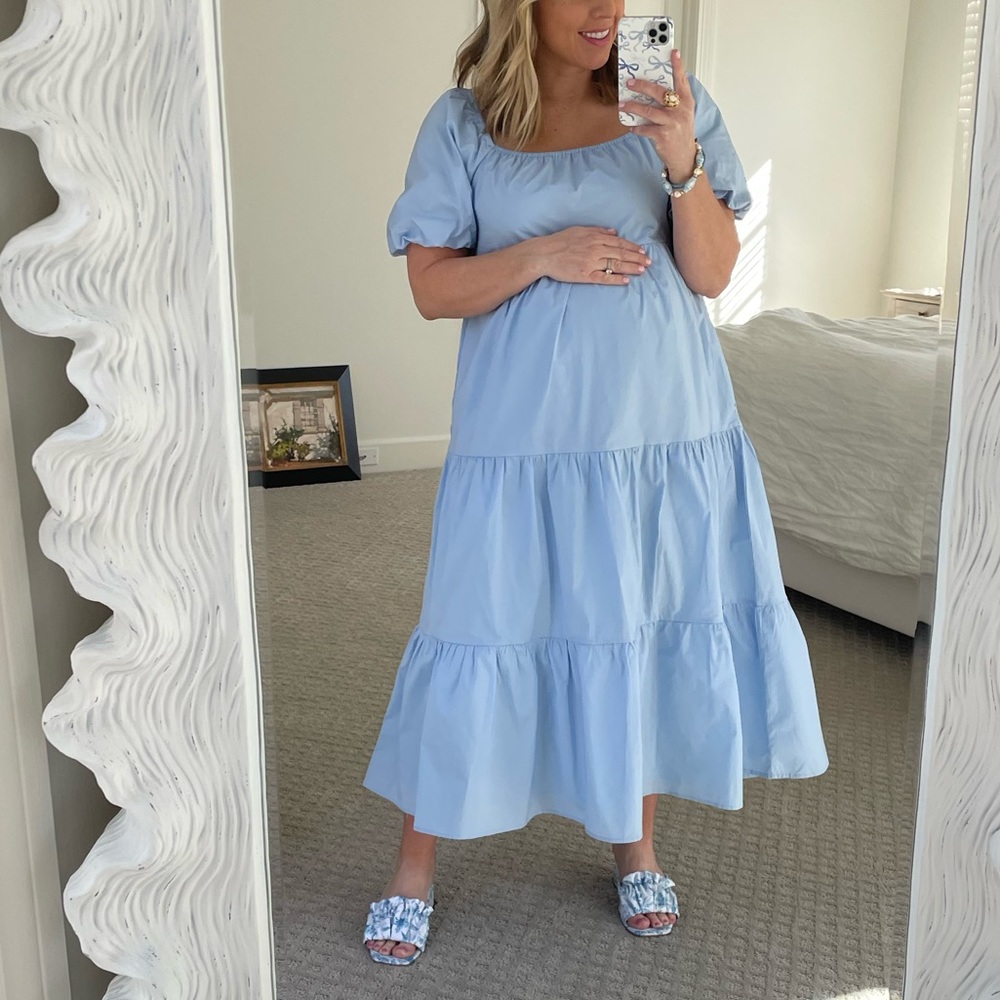 Light Blue Tiered Midi Allie Rose Dress